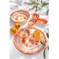 Plat 3 compartiments en céramique orange 24x24x4 cm